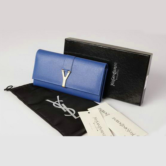 274.524 Yves Saint Laurent Y Grande Linea Flap Portafoglio Blu